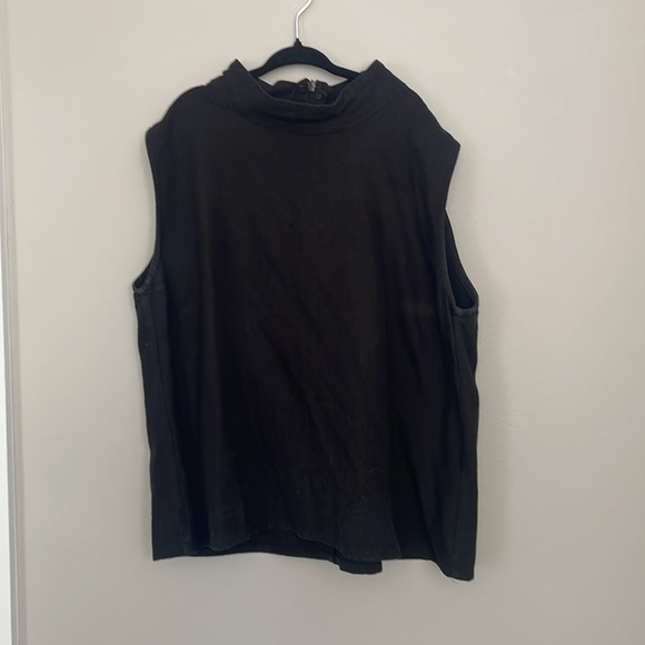 Ali Golden - Black Raw Silk Mock Neck Tank - Size Small - Picture 4 of 6